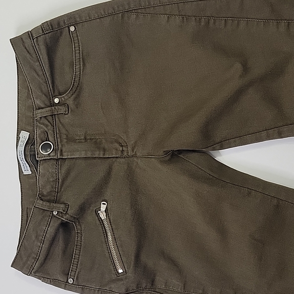 Zara Brown Moto Skinny Jeans SZ 2 - Picture 4 of 14